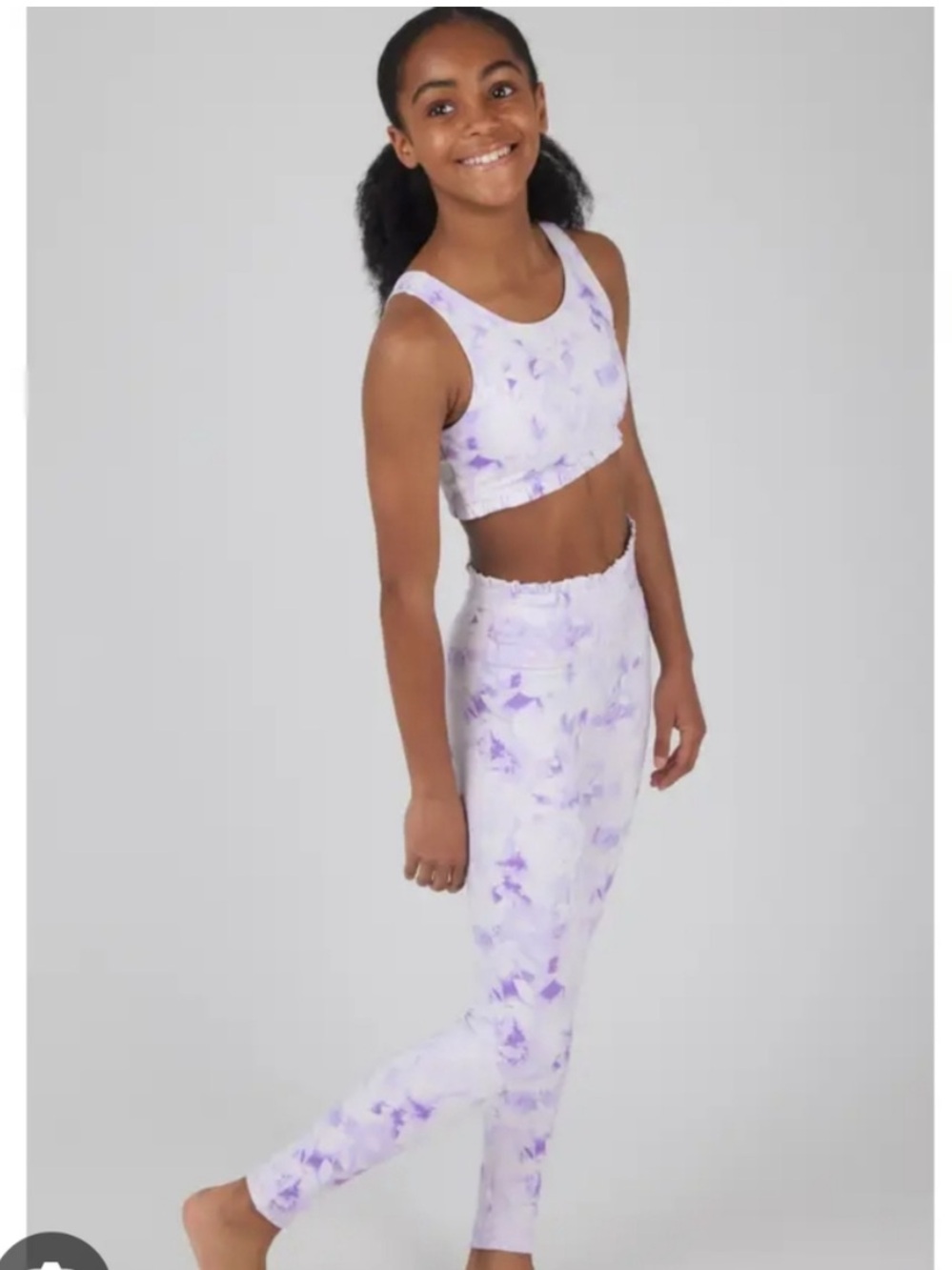 Yogalicious Kids Lavender Tie-Dye Leggings Set size M/10 EUC